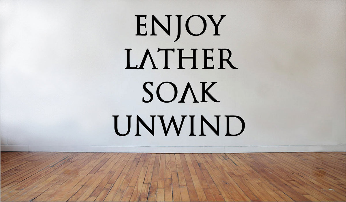 Picniva Matte Black Enjoy Lather Soak Vinyl Wall Decal Bathroom Laundry