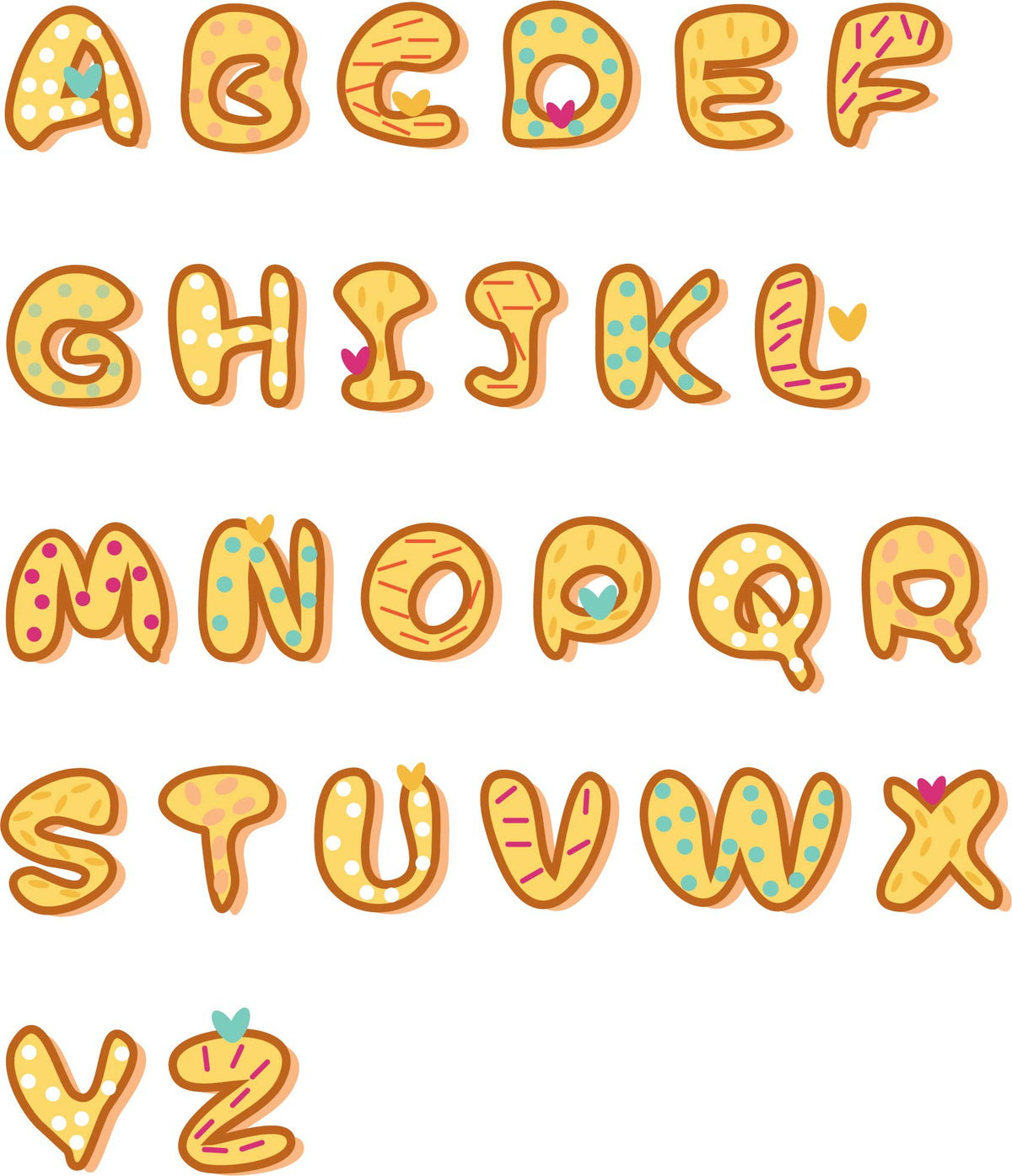 Picniva Alphabet ABC Style 2 Peel & Stick Nursery Wall Decals, 3 in Letters