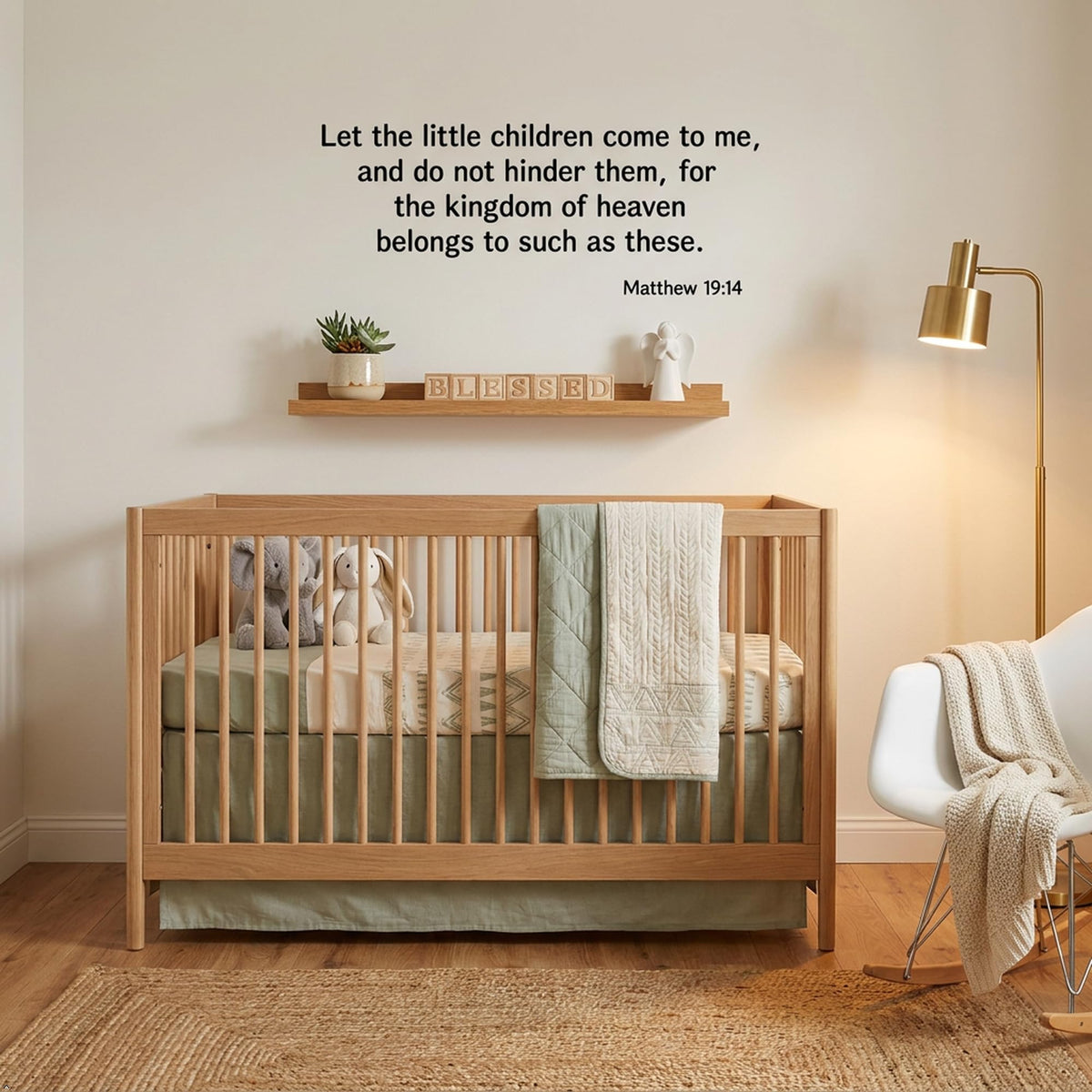 Picniva Matte Black Matthew 19 14 Bible Vinyl Wall Decal Christian Faith (Black, 40'' Width)