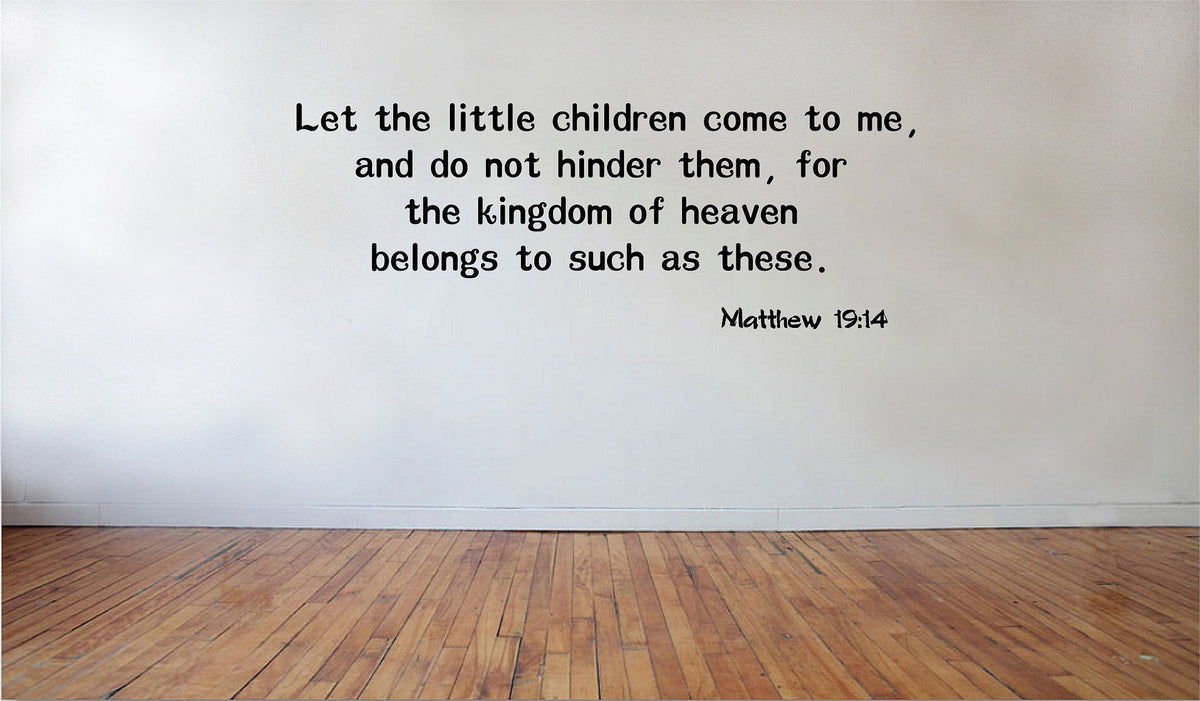 Picniva Matte Black Matthew 19 14 Bible Vinyl Wall Decal Christian Faith