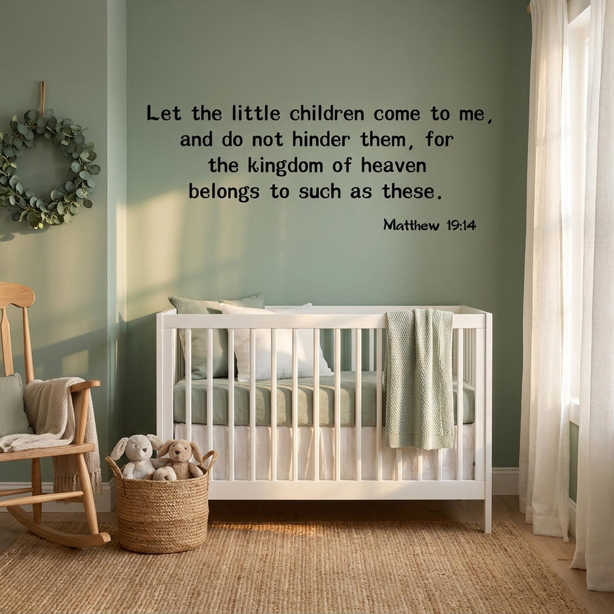 Picniva Matte Black Matthew 19 14 Bible Vinyl Wall Decal Christian Faith