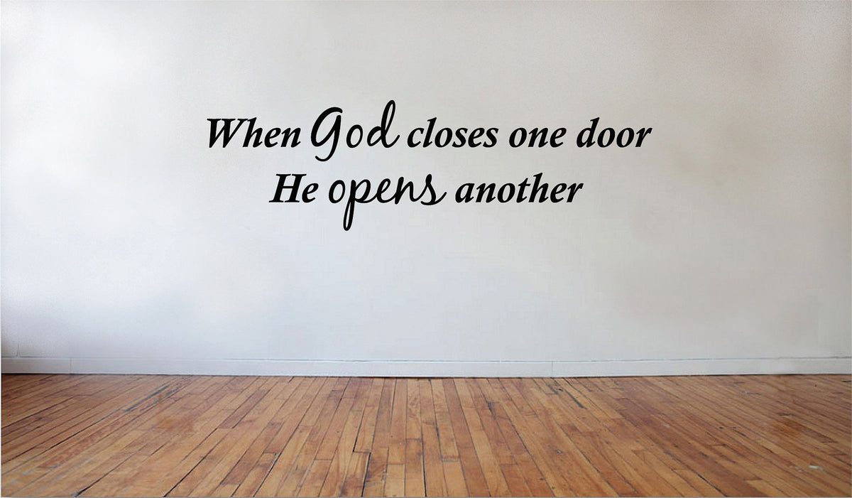 Picniva Matte Black god Opens Another Vinyl Wall Decal Christian Faith