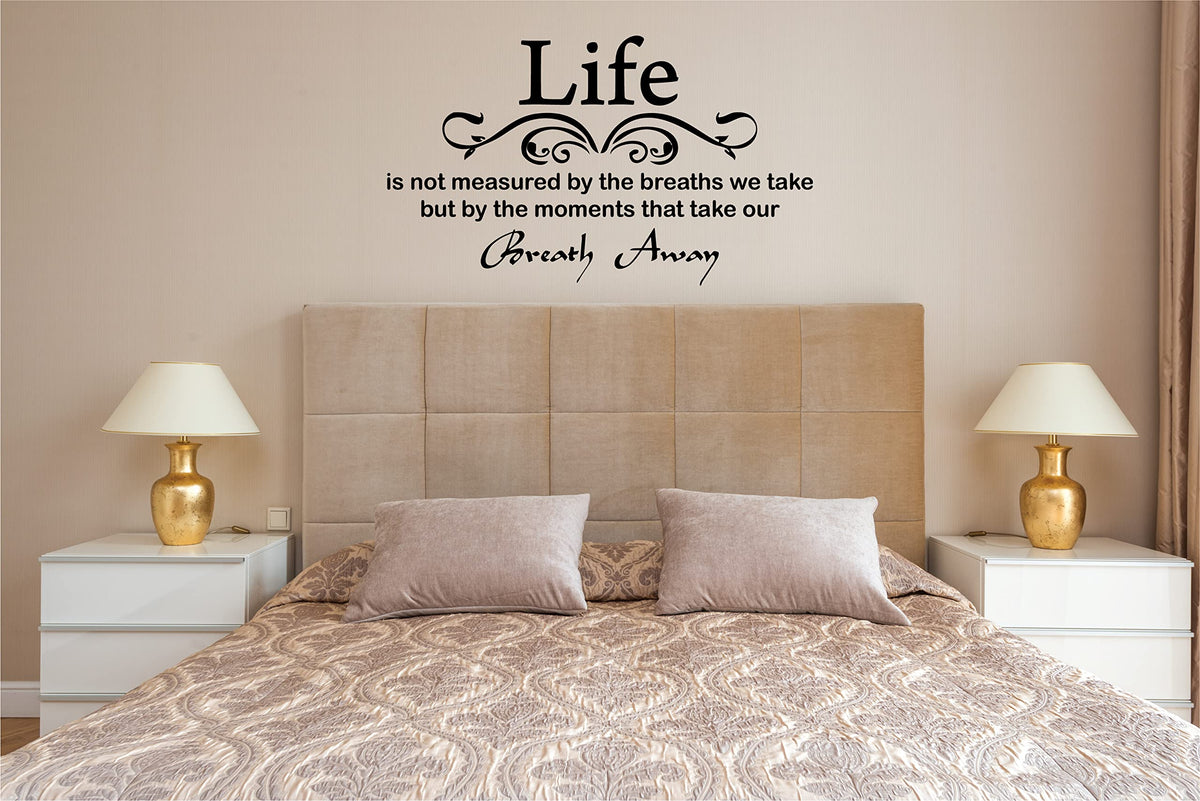 Picniva Life Is Not Measured Quote Vinyl Wall Decal, Black, 22 x 12 in