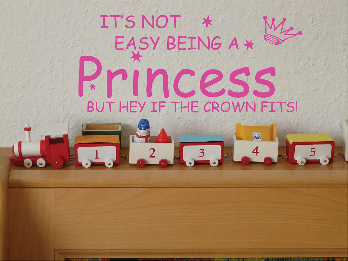 Picniva Not Easy Being a Princess Vinyl Wall Decal, Pink, 10 x 22 in