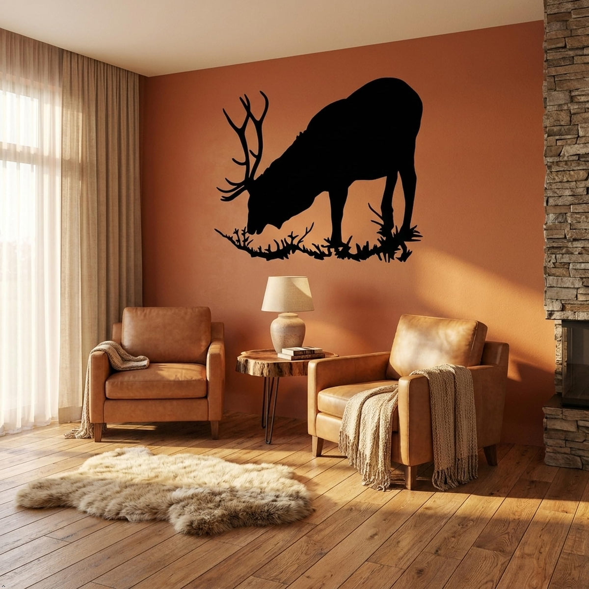 Picniva Elk Bull Style 5 Removable Vinyl Wall Decal