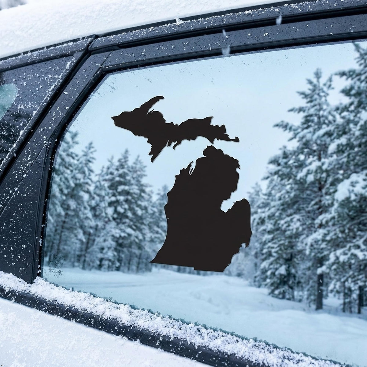 Picniva Black Michigan MI State Map Car Vinyl Decal, 3 in - Color: black - Size: 3 inches