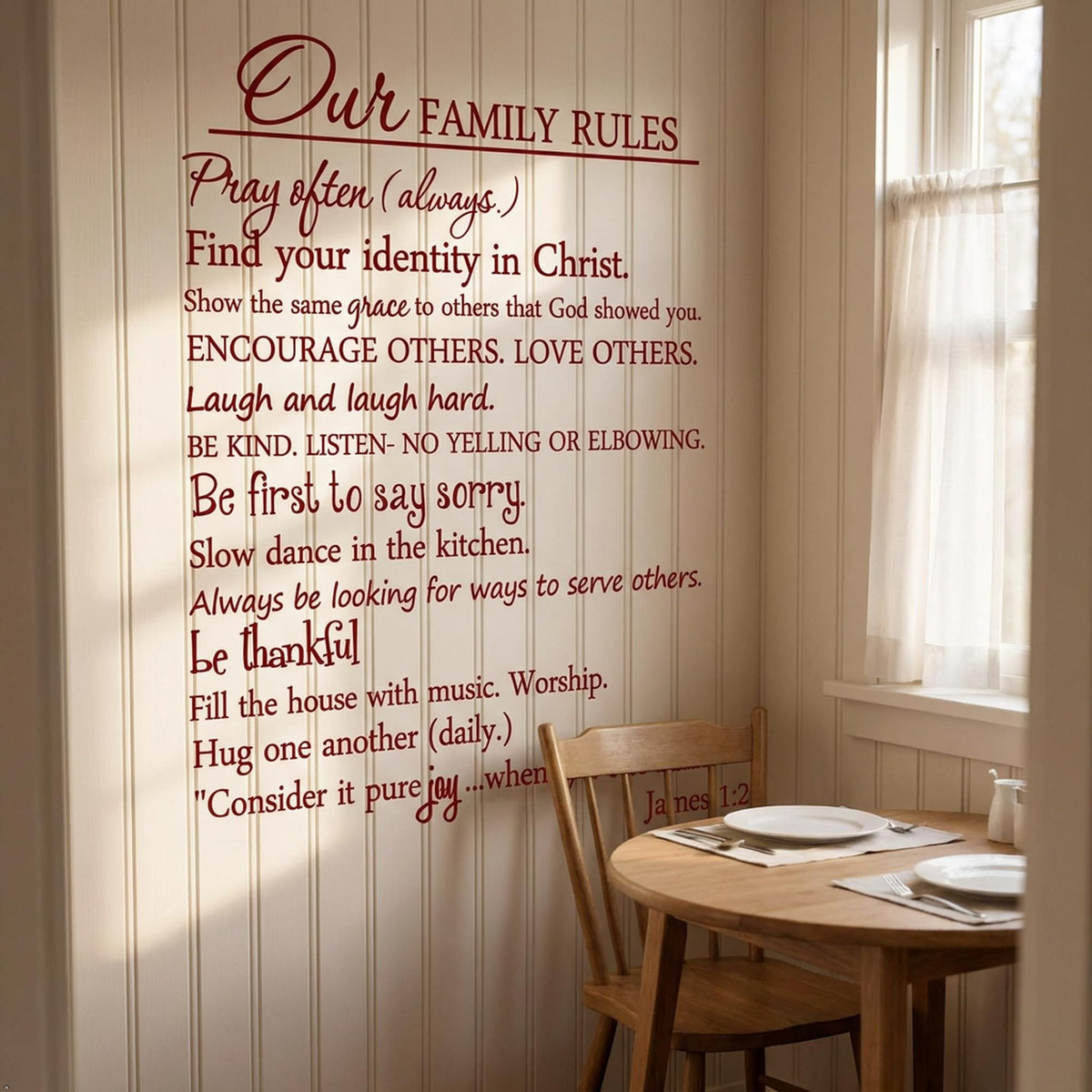 Our Family Rules Vinyl Wall Art Quote Decal Sticker Home Decor (Red, 40'' Width)