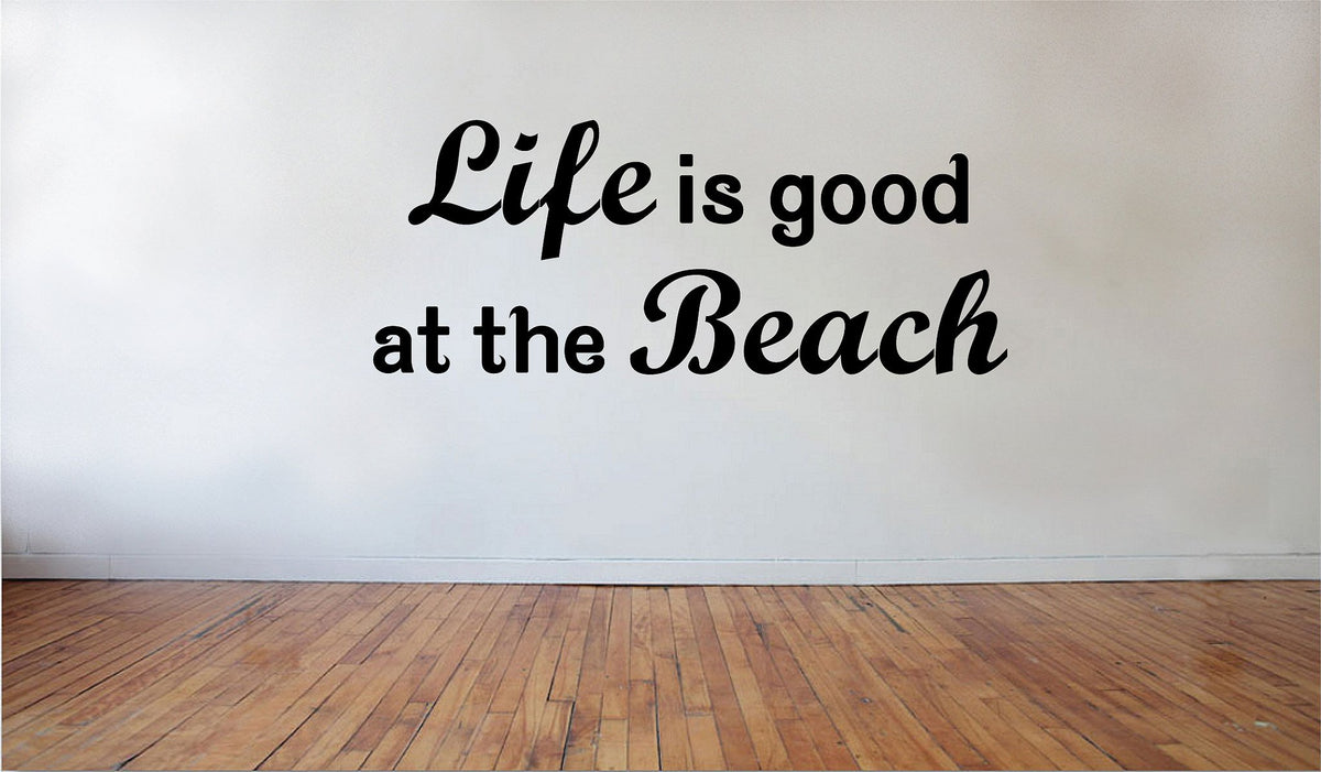 Picniva Matte Black Life is Good At The Beach Decals Fun Vinyl Wall Decal