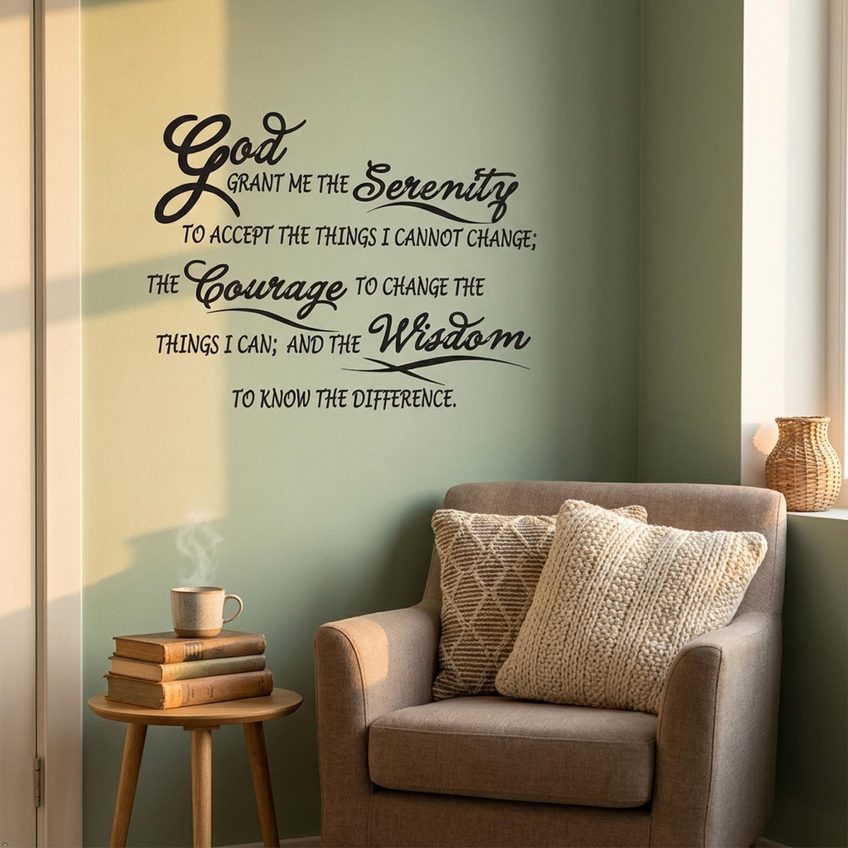 Serenity Prayer Wall Decal, Matte Black, 22.5 x 12 in