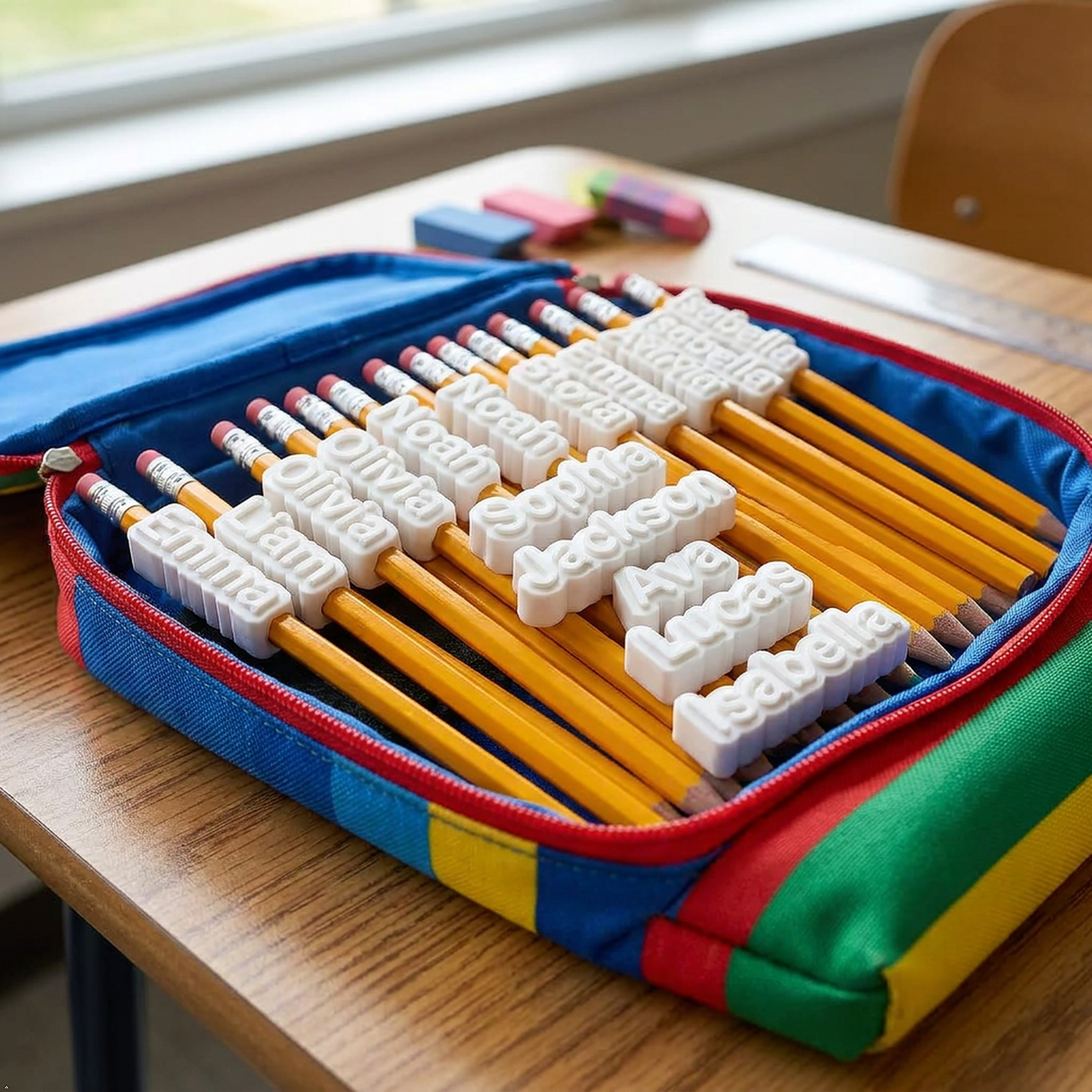 3D Printed Custom Name Pencil Topper Kids Back To School Teacher Gift