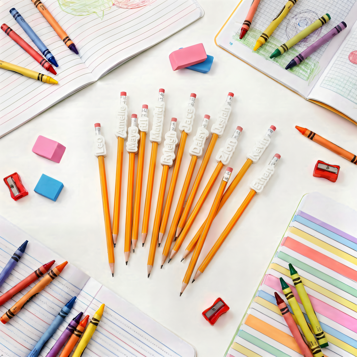 3D Printed Custom Name Pencil Topper Kids Back To School Teacher Gift